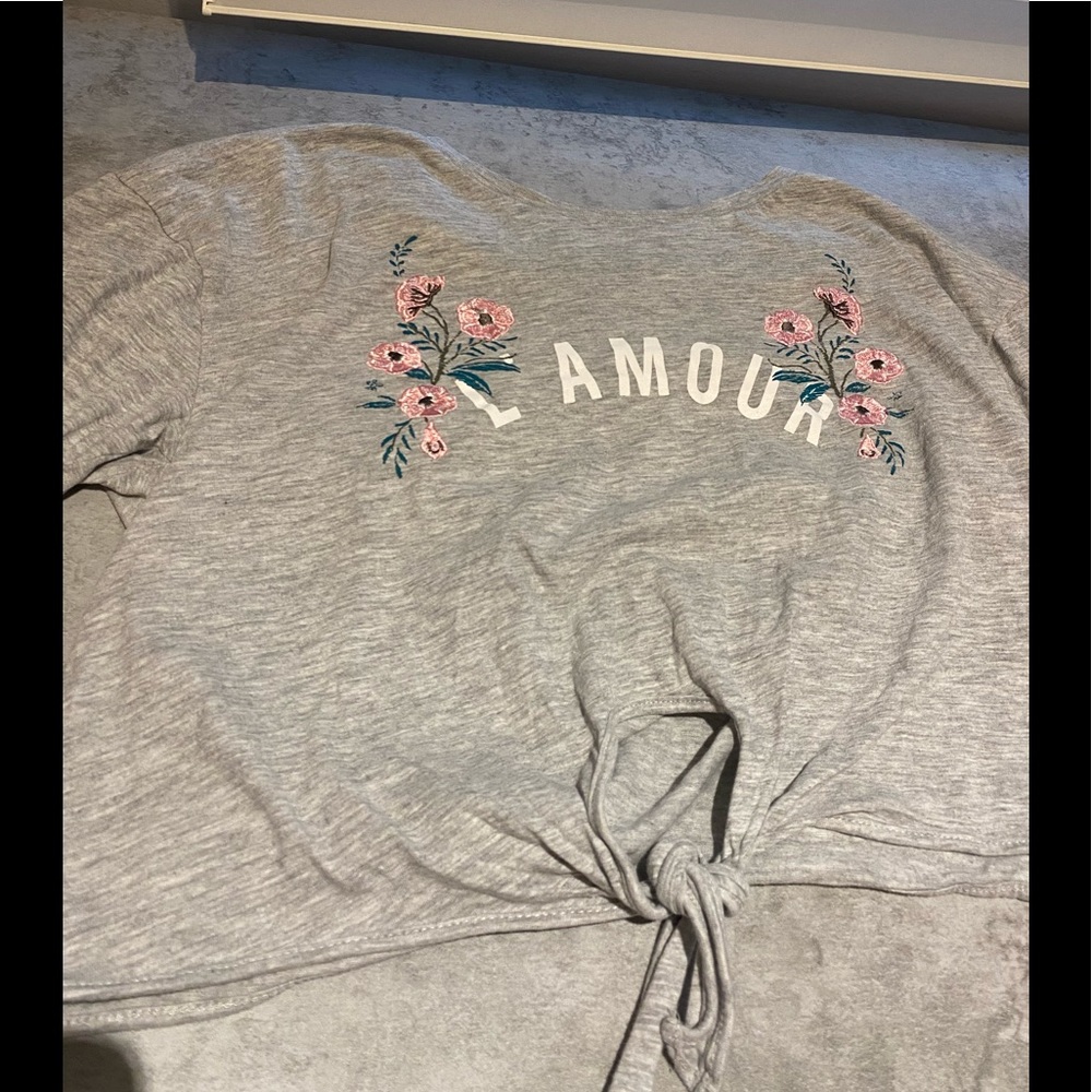 Grey shirts with flowers